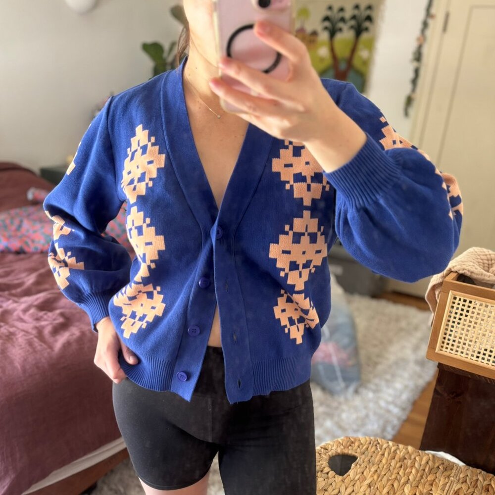 Tiny Big Sister Blue Cardigan (S)